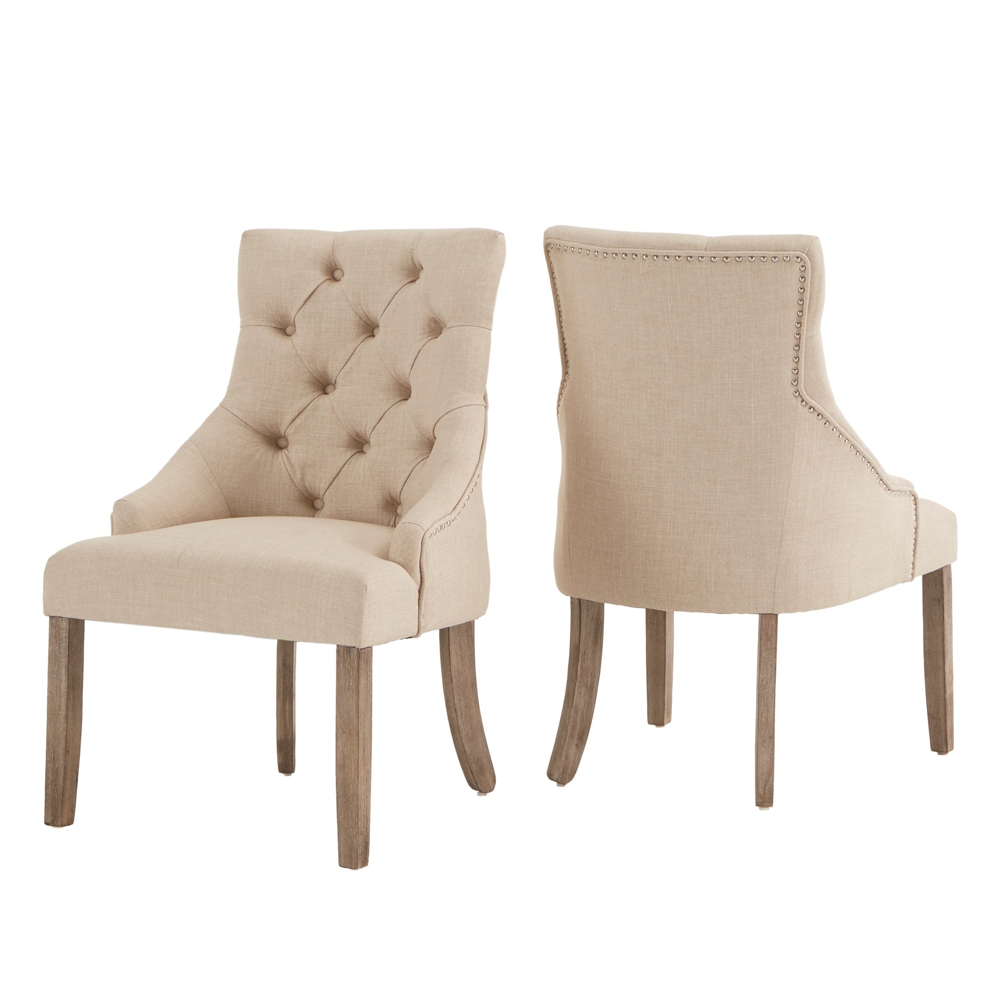 Kimpton Linen Curved Back Tufted Dining Chair Set Of Two By Inspire Q Artisan