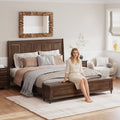 King Bed Frame With Tall Headboard And Storage Bench
