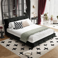 King Queen Chenille Bed Frame With Tufted Headboard Cloud Pillow Design And Wooden Slats Support