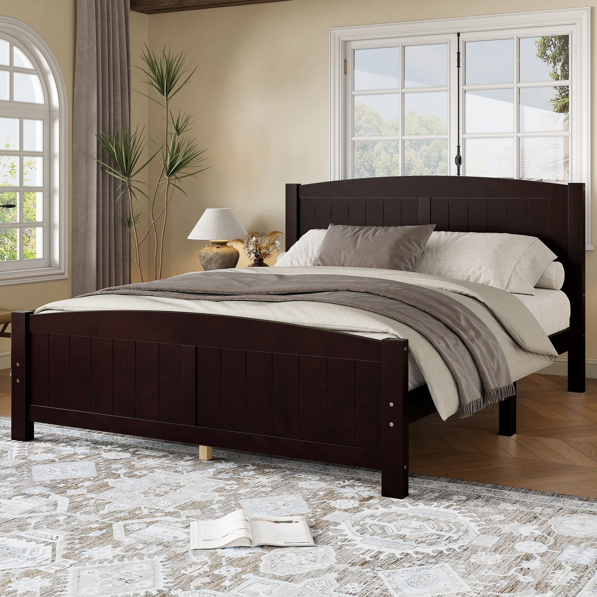 King Queen Full Size Platform Bed Solid Wood Bed Frame With Support Slats No Box Spring Needed Sturdy Structure