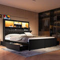 King Queen Storage Bed With Led Headboard Charging Station 4 Drawers