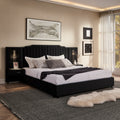King Queen Velvet Bed Frame With Vertical Stitch Headboard Side Table