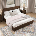 King Rustic Wood Platform Bed Frame Floor Bed With Headboard