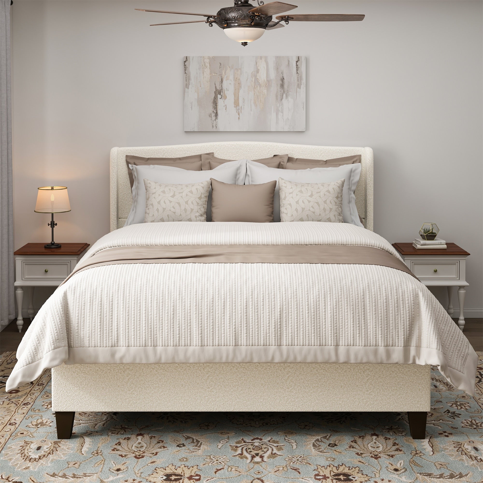 King Size Bed Frame With 49.21 High Back Upholstered Headboard
