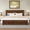 King Size Bed With Tall Panel Headboard Footboard 2 Storage Drawers Usb Charging Station With Strengthened Bed Frame