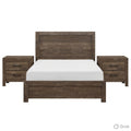 King Size Bedroom Set Brown Finish Panel Design 3 Piece Set With Bed And Two Nightstands