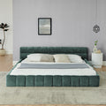 King Size Blue Green Upholstered Platform Bed Frame With Headboard