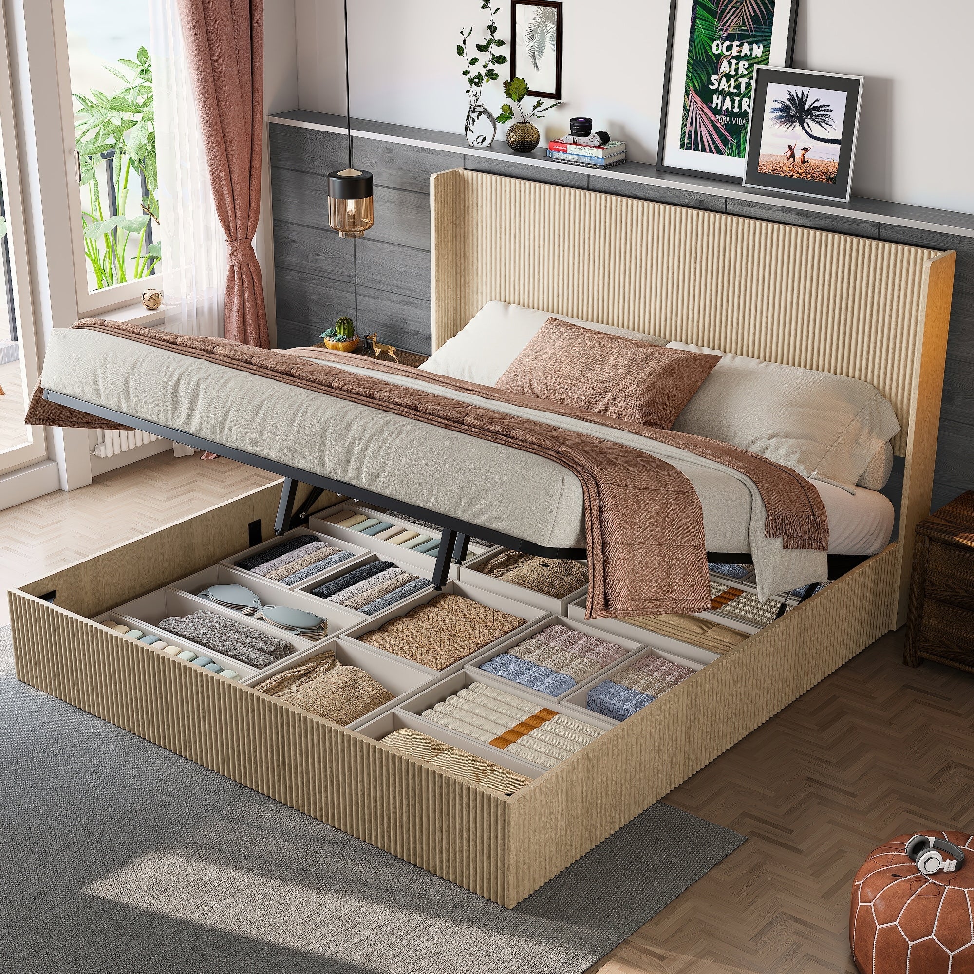 King Size Lift Up Storage Bed Frame Platform Bed Frame For Bedroom