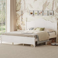 King Size Platform Bed Frame With Retro Wave Headboard And Wooden Slats