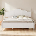 King Size Platform Bed Frame With Retro Wave Headboard Wood Slat Support No Box Spring Needed