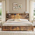 King Size Platform Bed Frame With Storage Headboard Charging Station
