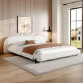 King Size Platform Bed Frame With Upholstered Headboard For Bedroom