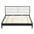 King Size Platform Bed Frame With Velvet Upholstered Headboard