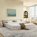King Size Upholstered Chenille Bed Frame With Headboard And Solid Frame