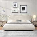 King Size Upholstered Platform Bed Frame With Rounded Headboard