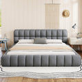 King Size Upholstered Platform Bed With Headboard For Bedroom