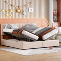 King Size Upholstered Platform Bed With A Hydraulic Storage System Beige