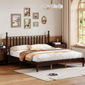 King Size Wood Platform Bed With Headboard Wooden Slat Support