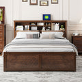 King Size Wood Platform Bed With Multi Storage Headboard Usb And Drawers