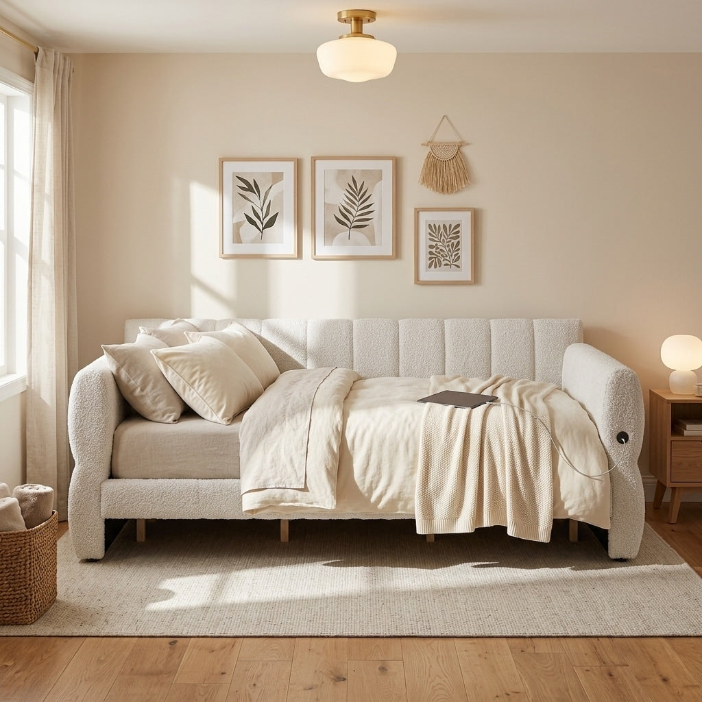 King Upholstered Platform Bed With Usb Charging By Harper Bright Designs
