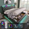 King Size Upholstered Bed 360 Surround Led Function Buttons Apps Remote Control Hydraulic Storage Bed