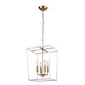 Kingdom 14 Inch Wide 4 Light Pendant In Aged Brass With White