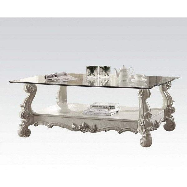 Kingly Coffee Table Bone White Clear Glass
