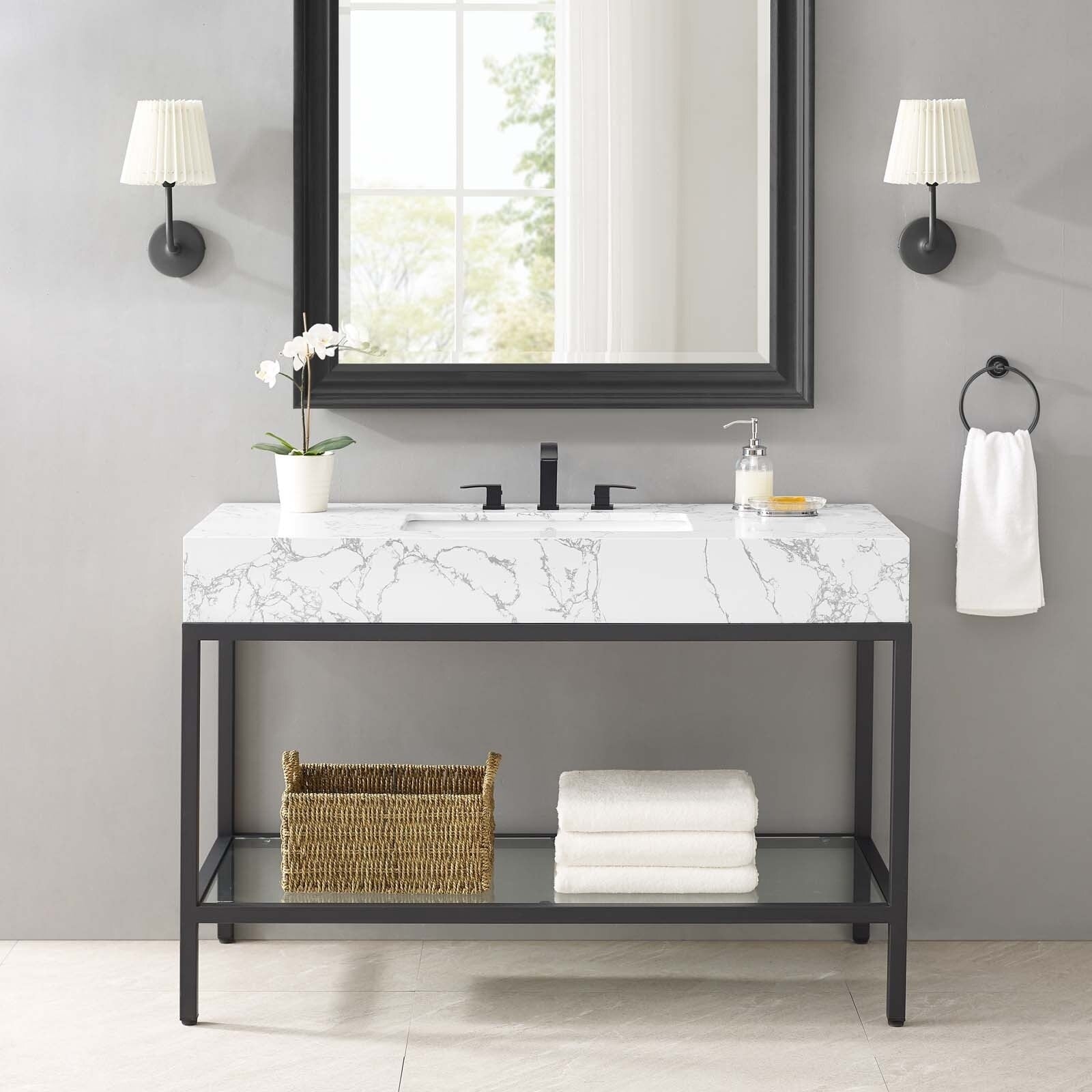 Kingsley 50 Black Stainless Steel Bathroom Vanity