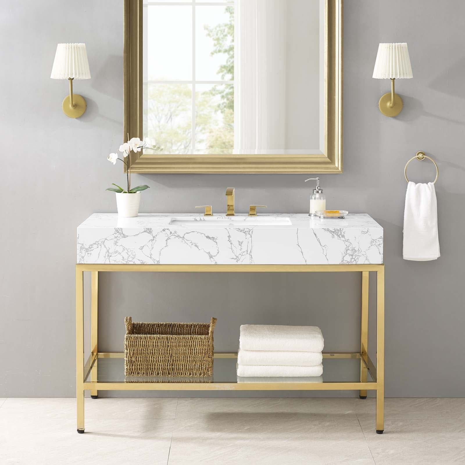 Kingsley 50 Gold Stainless Steel Bathroom Vanity