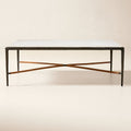 Kingsley 85in White Marble and Cast Metal Console Table by Todd Snyder
