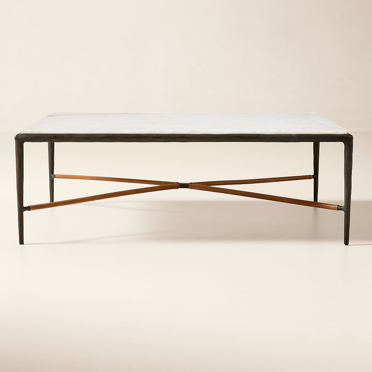 Kingsley White Marble and Cast Metal Side Table by Todd Snyder