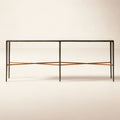 Kingsley 46in White Marble and Cast Metal Square Coffee Table by Todd Snyder