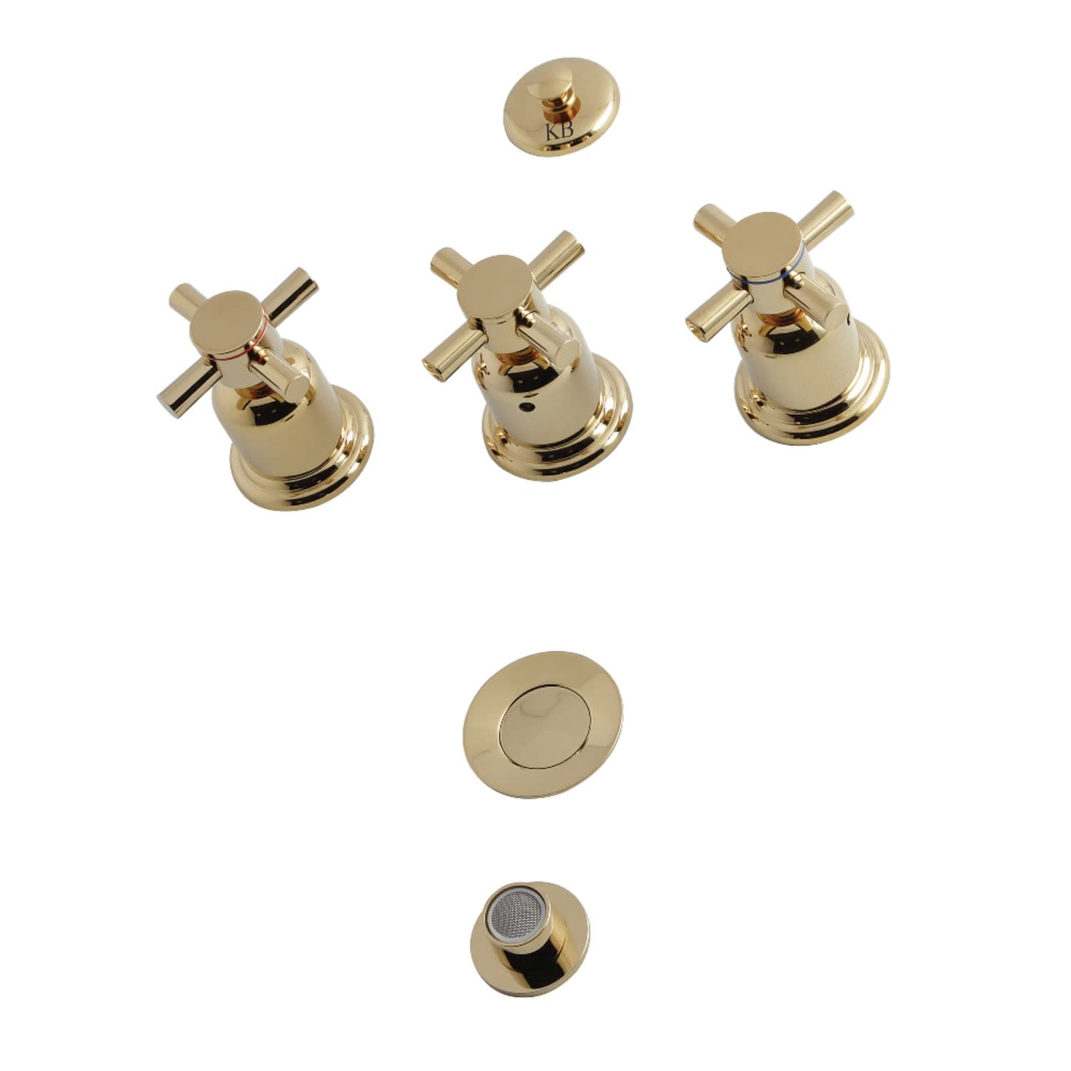Kingston Brass Kb632.Dx Concord 4.4 Gpm Widespread Bidet Faucet With 3 Polished Brass