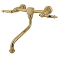 Kingston Brass Ks121.Tl Heritage 1.2 Gpm Wall Mounted Bridge Bathroom Faucet With Metal Handles