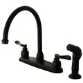 Oil Rubbed Bronze Brass Two Handled Kitchen Faucet With Side Sprayer