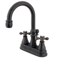 Kingston Brass Ks261.Ax Restoration 1.2 Gpm Deck Mounted Bathroom Faucet With Cross Handles Pop Up Assembly Included