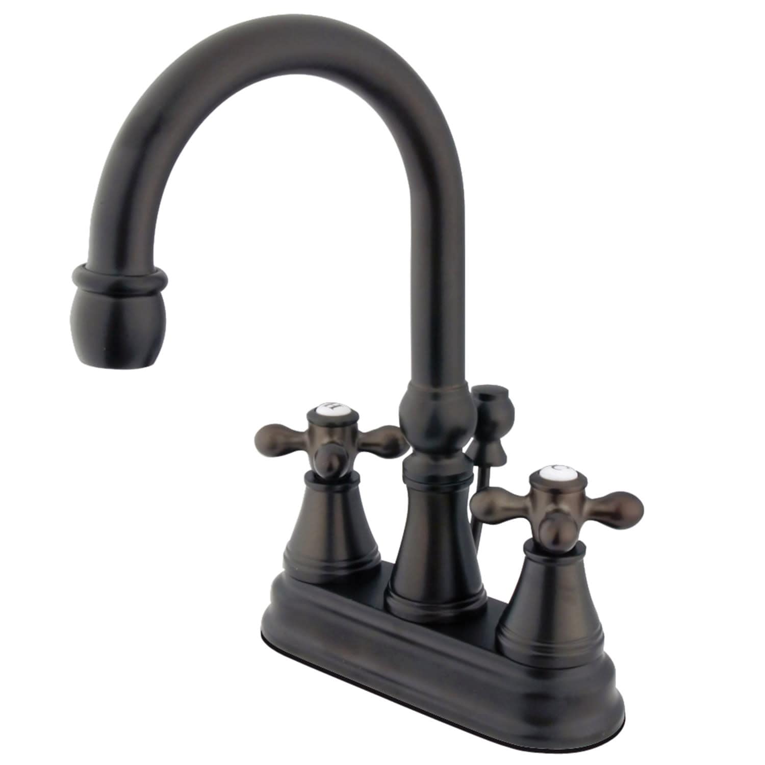 Kingston Brass Ks261.Ax Restoration 1.2 Gpm Deck Mounted Bathroom Faucet With Cross Handles Pop Up Assembly Included