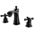 Kingston Brass Kb796.Ax Victorian 1.2 Gpm Widespread Bathroom Faucet With Pop Up Drain Assembly And Metal Cross Handles