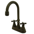 Kingston Brass Ks249.Ax Victorian Deck Mounted Double Handle Bar Faucet With Cross Handles