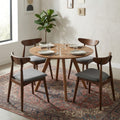 Kios 5Pc Round Dining Table Set Splayed Legs Curved Back Brown