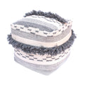 Kipling Contemporary Ivory And Gray Faux Yarn Pouf Ottoman By Christopher Knight Home