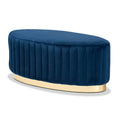 Kirana Velvet Fabric Upholstered And Gold Pu Leather Ottoman
