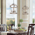 Modern Farmhouse Antique Metal And Cage Wooden Chandelier Hang Ceiling Lighting L16 Xw16 Xh22.5