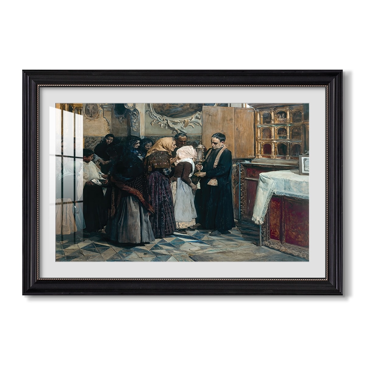 Kissing The Relic 1893 Joaquin Sorolla Custom Framed Print