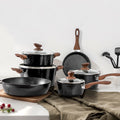 Kitchen Academy 15 Piece Nonstick Granite Coated Cookware Set Suitable For All Stove Including Induction