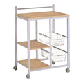 Kitchen Cart With 3 Shelves 2 Storage Compartments Brown And White