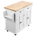 Kitchen Island Cart With Solid Wood Top Spice Rack Towel Rack Drawer