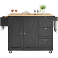 Kitchen Island Cart With Solid Wood Top Spice Rack Towel Rack Drop Leaf Drawer