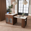 Kitchen Island With 80 Expandable Table Casters Walnut Multi Functional Rolling Kitchen Cart With Dining Table