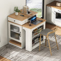 Kitchen Island With Dining Table For Extends To 41.8 Rolling Kitchen Island With 2 Drawers Power Outlet Side Open Shelves